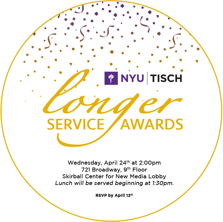 NYU Tisch Longer Service Awards banner and logo